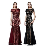 Crystal Beaded Lace 3D Floral Sequined A-line Lady Evening Dress - FashionByTeresa